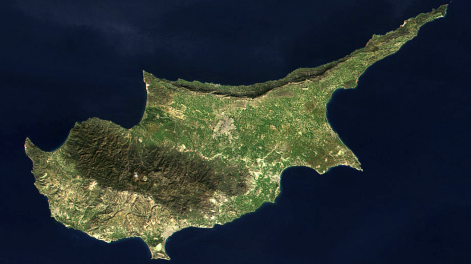 A topographical map of the island of Cyprus.