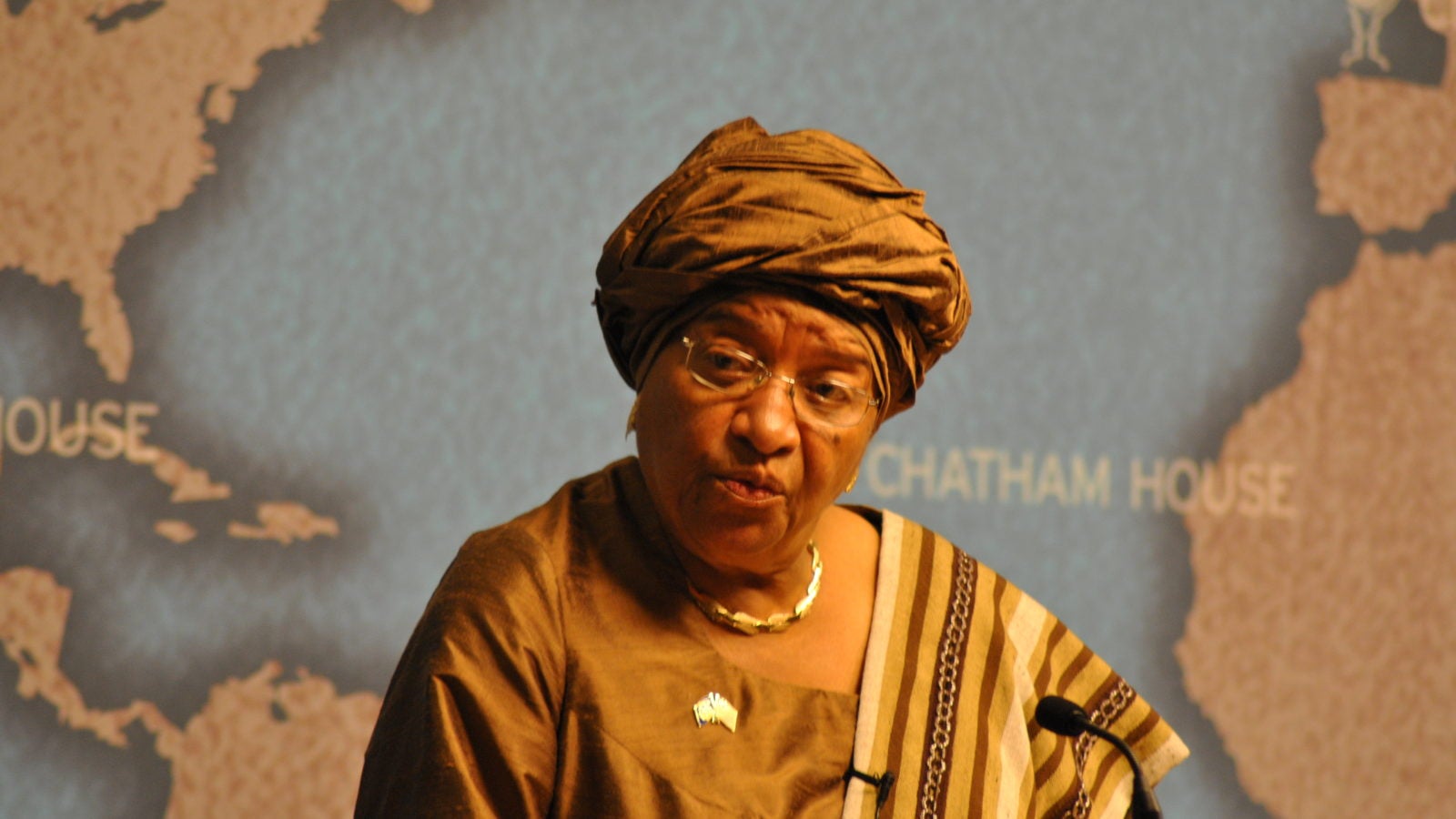 Ellen Johnson Sirleaf speaking.