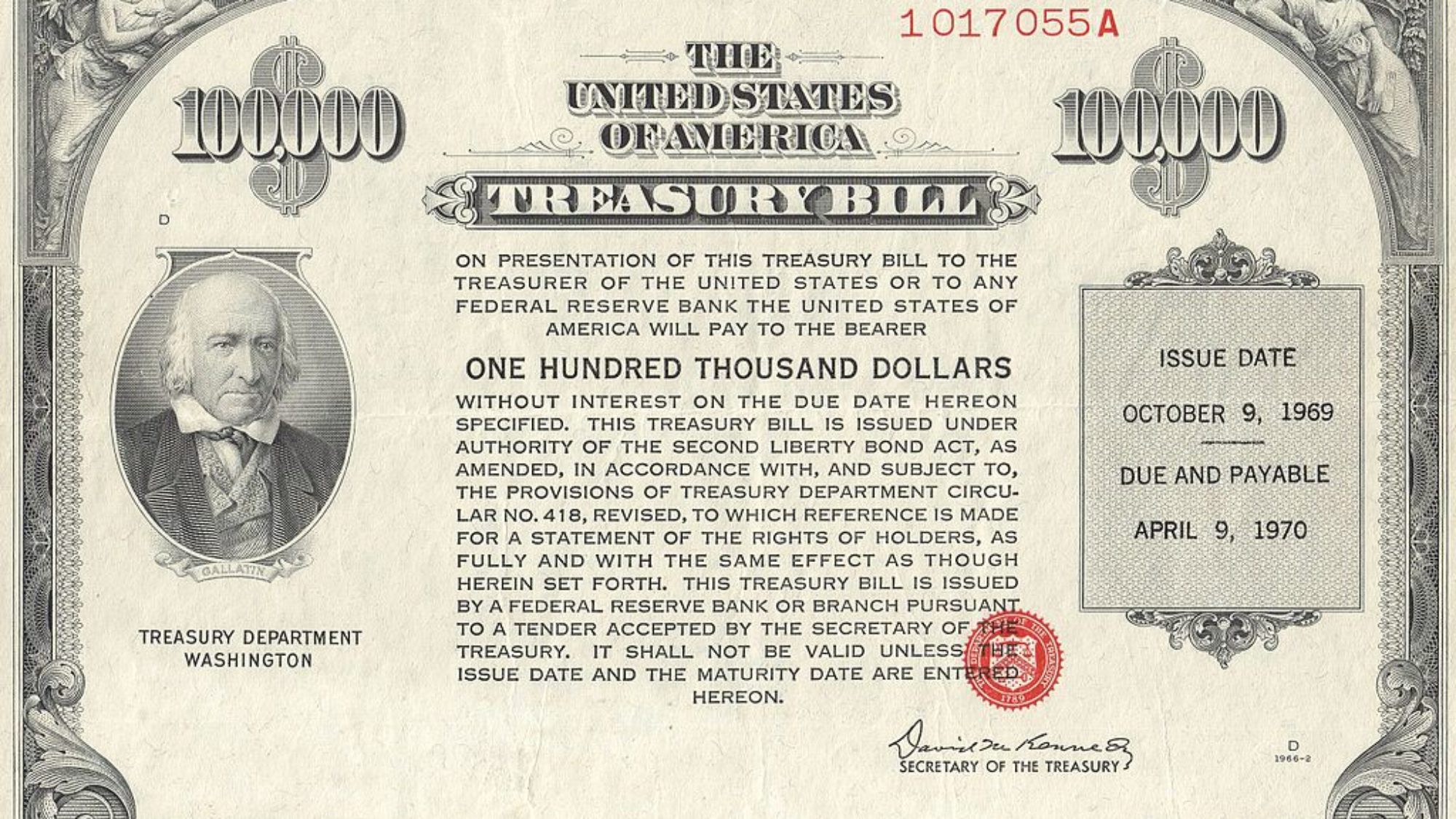 $100K Treasury Bill