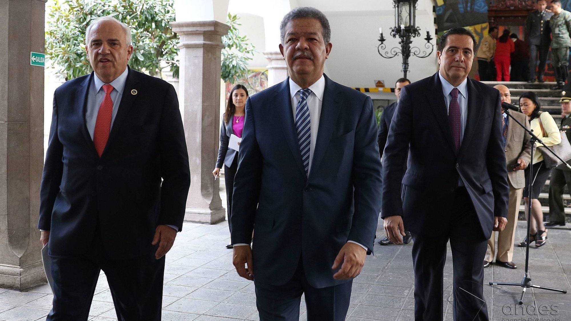 Three former Dominican Republic presidents walking together