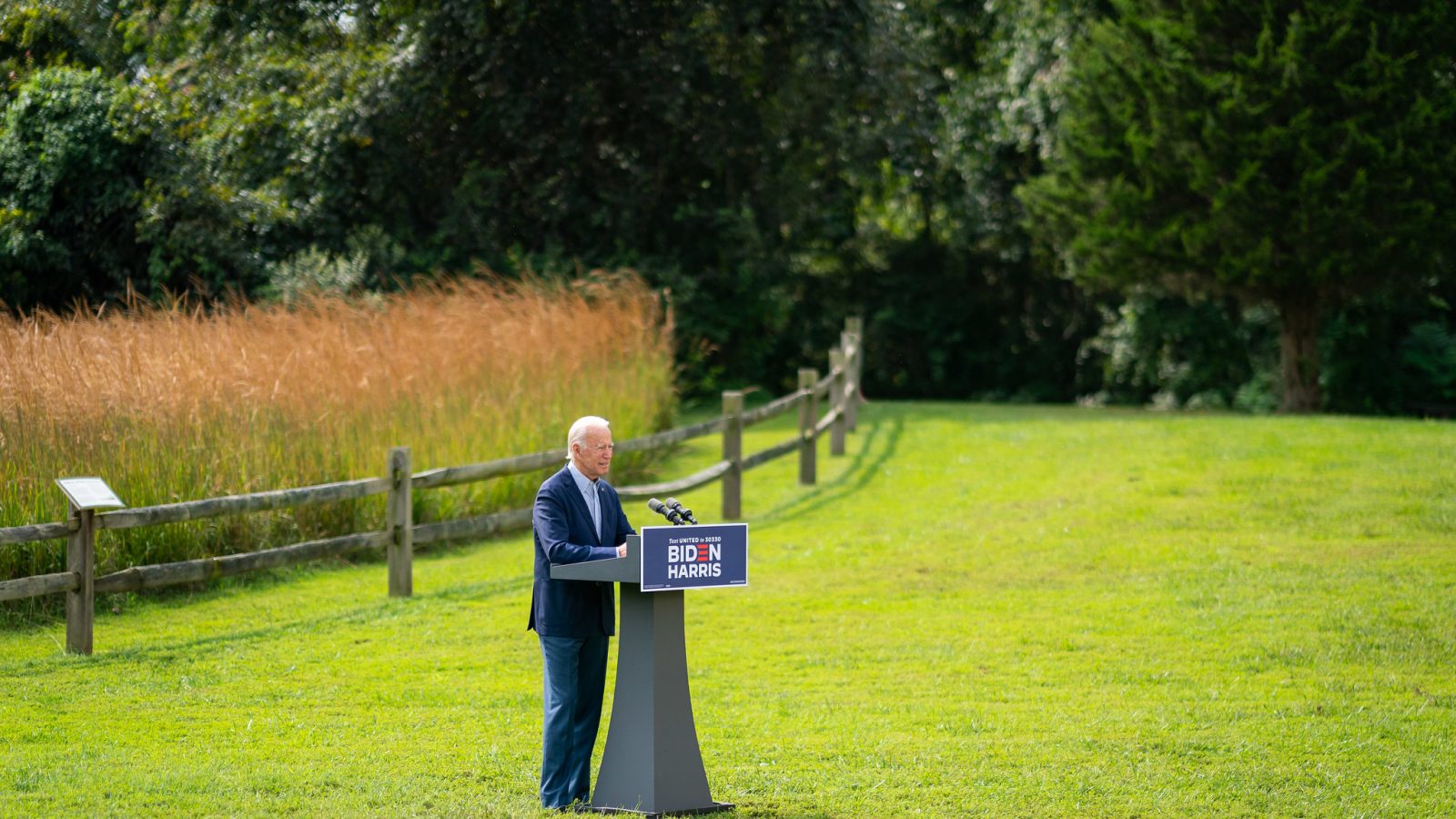 Then-candidate Joe Biden giving a speech on the environment
