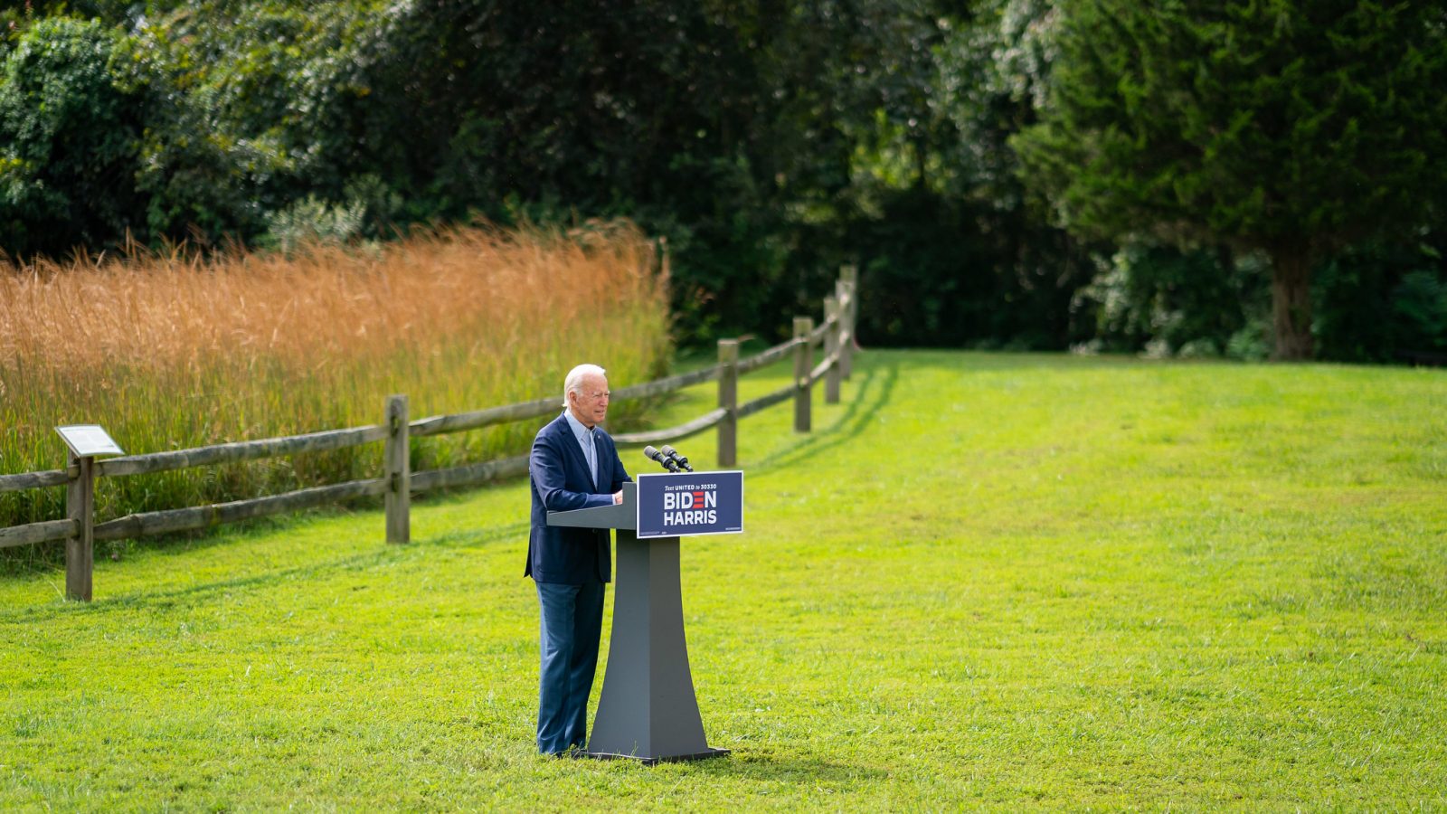 Then-candidate Joe Biden giving a speech on the environment