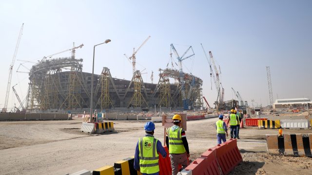 A general view of work being done on the Lusail stadium on December 20, 2019 in Doha, Qatar.
