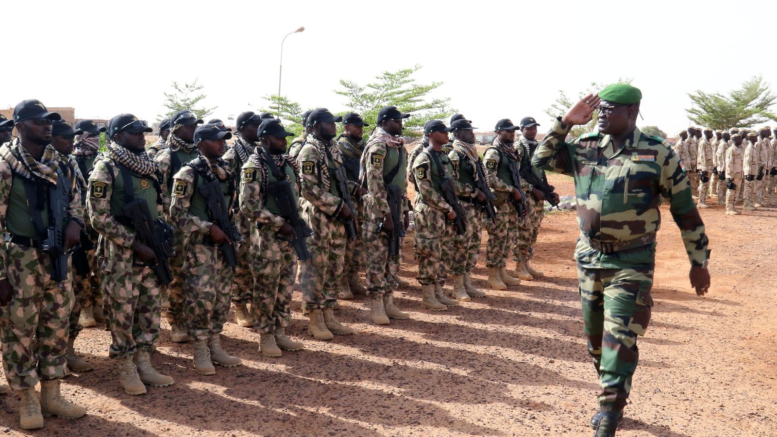 Soliders saluting commander (Niger 2018)