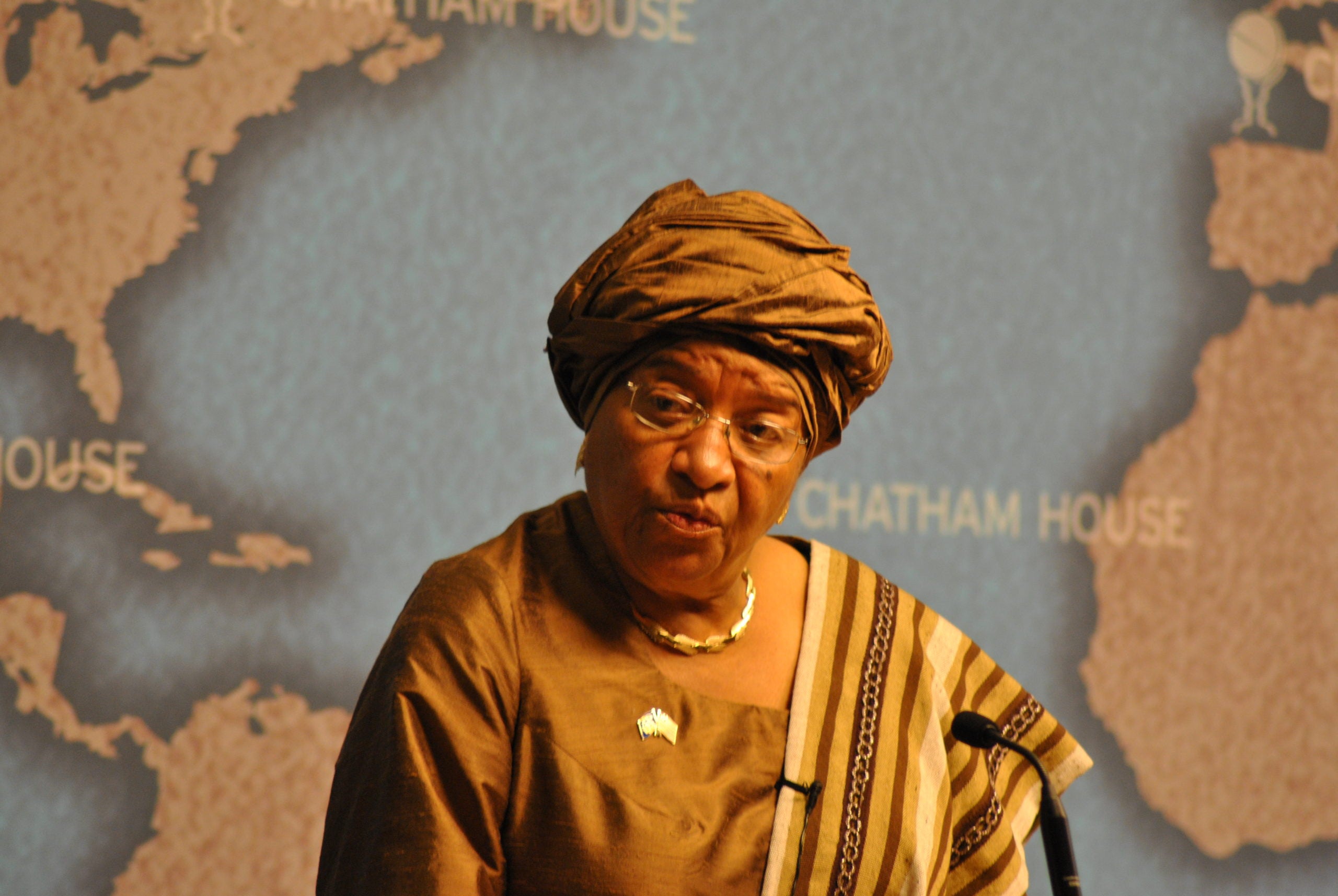 Ellen Johnson Sirleaf speaking.