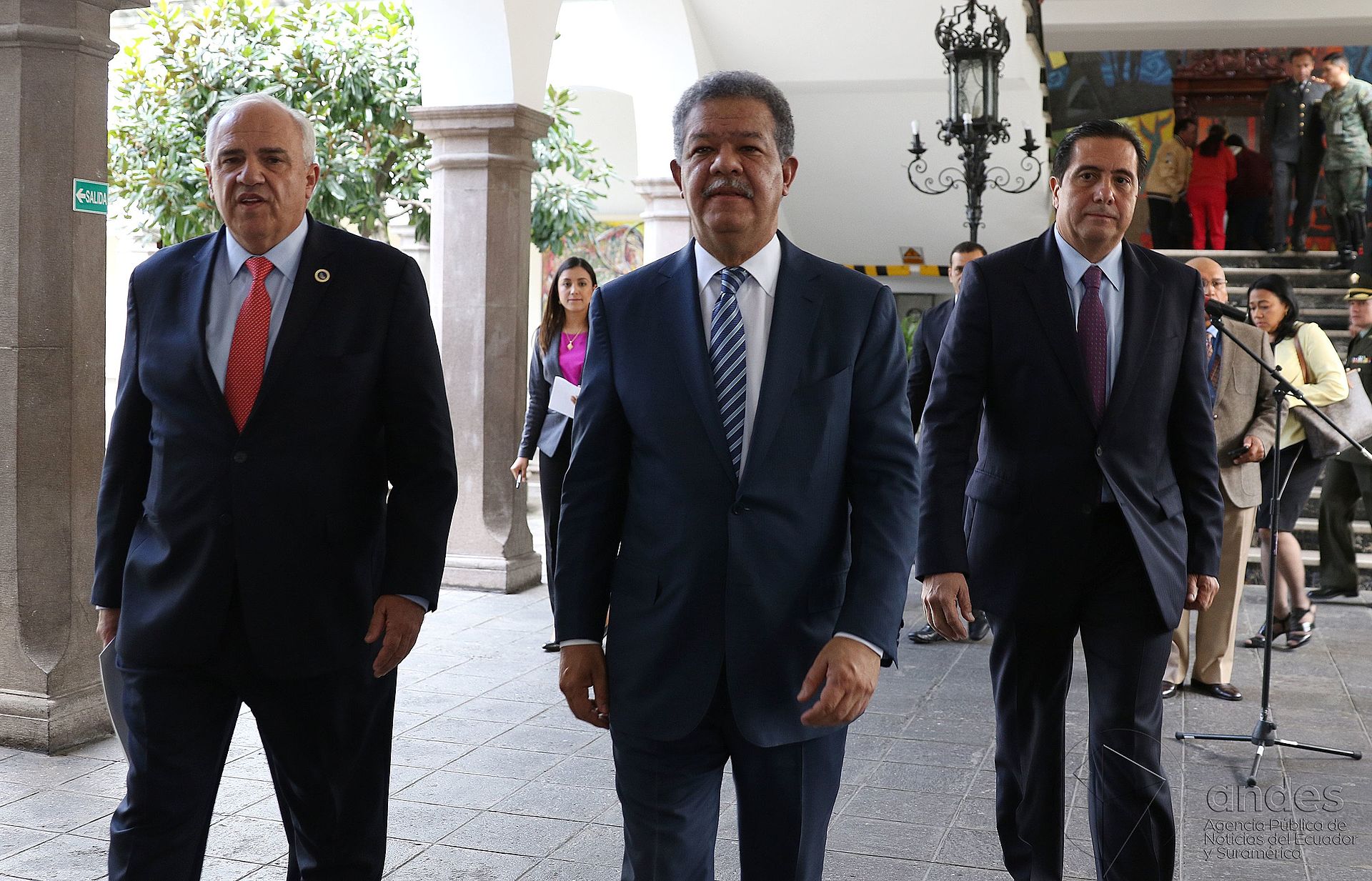 Three former Dominican Republic presidents walking together