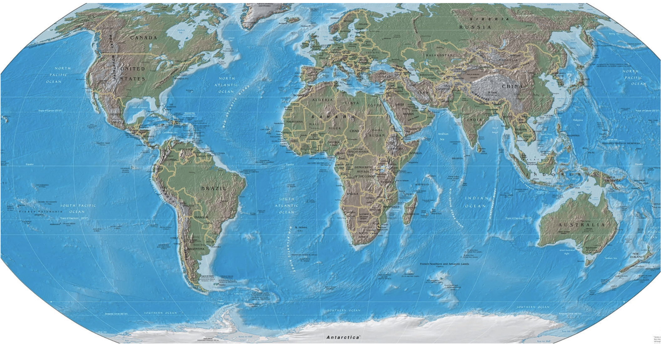 A map of the globe
