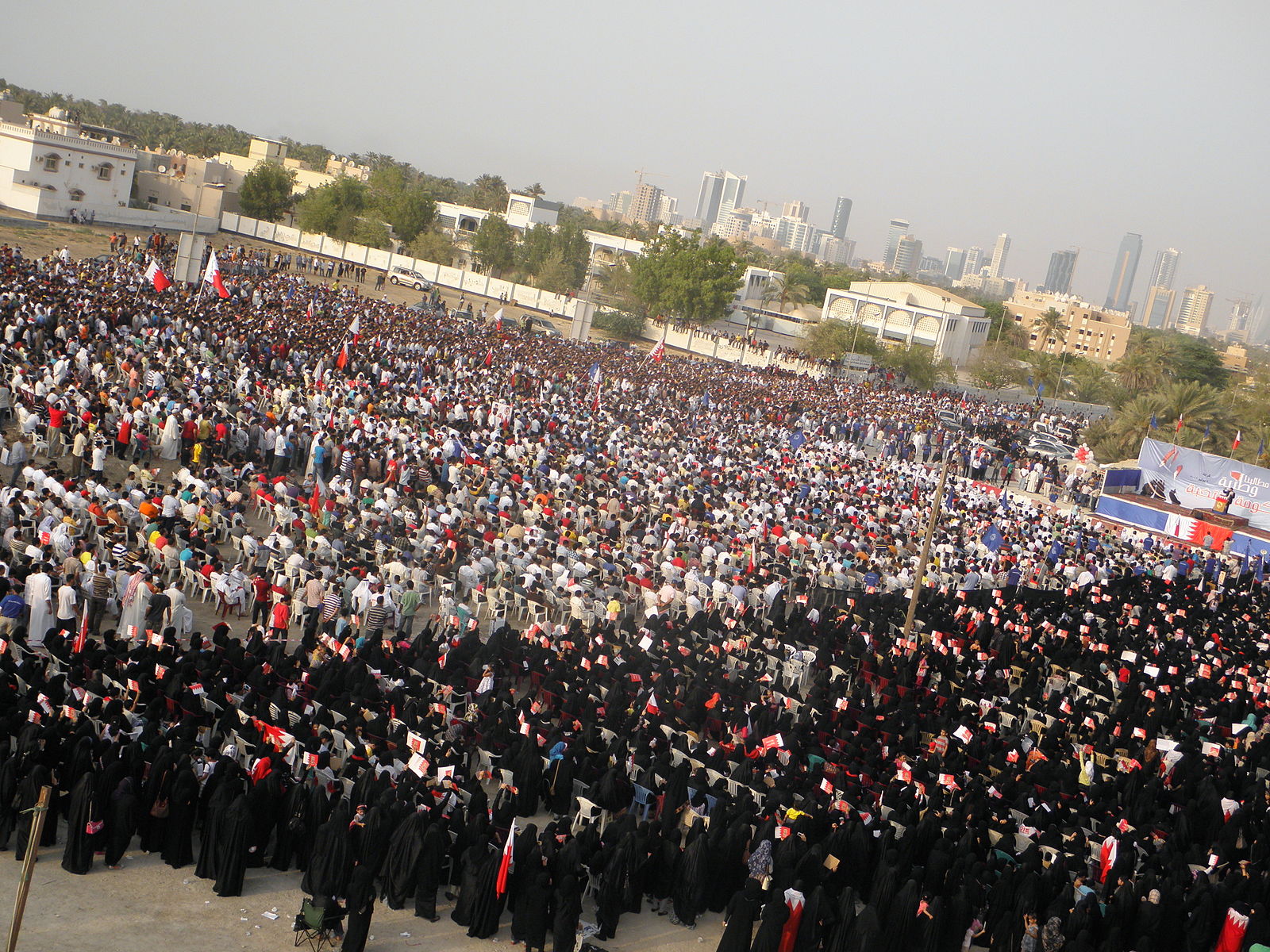 Protestors gather to demand a democratic government in Bahrain, 2011